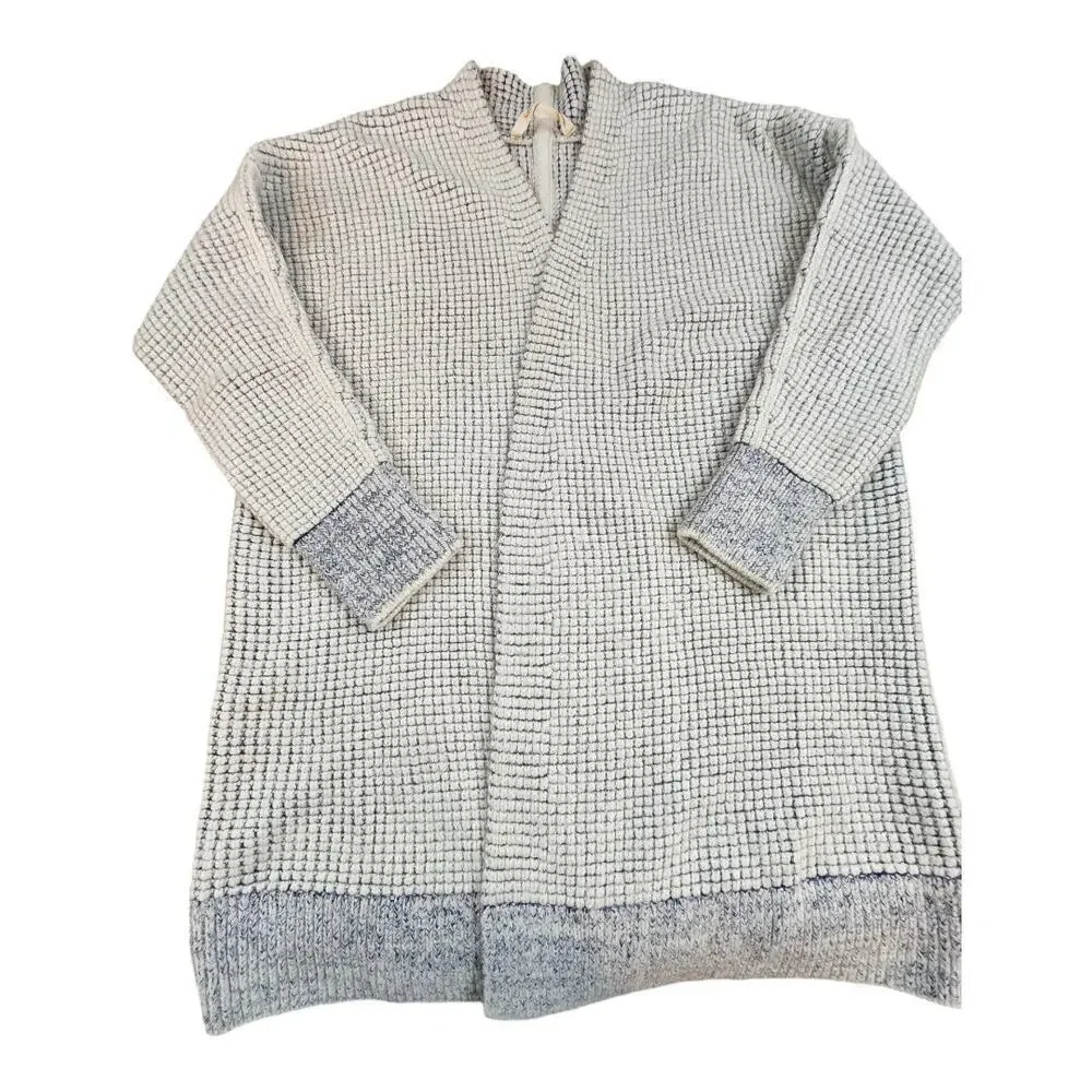 Soft surroundings large chunky knit open‎ front cardigan sweater blue and white